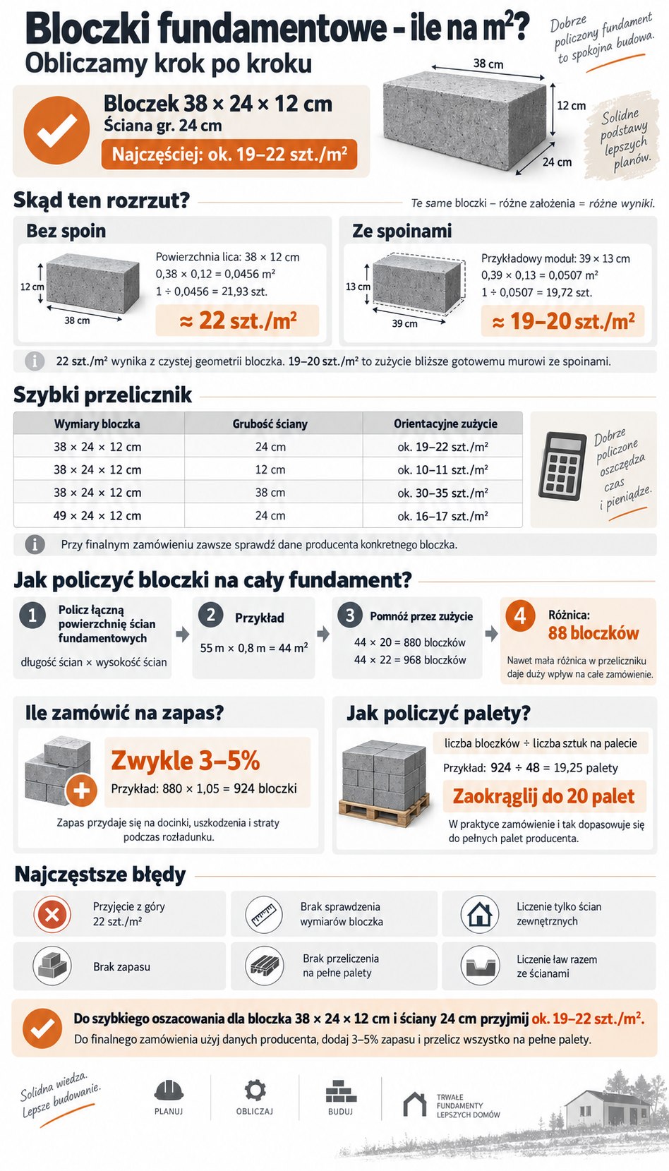 ile bloczków fundamentowych kupić na 1m ściany?