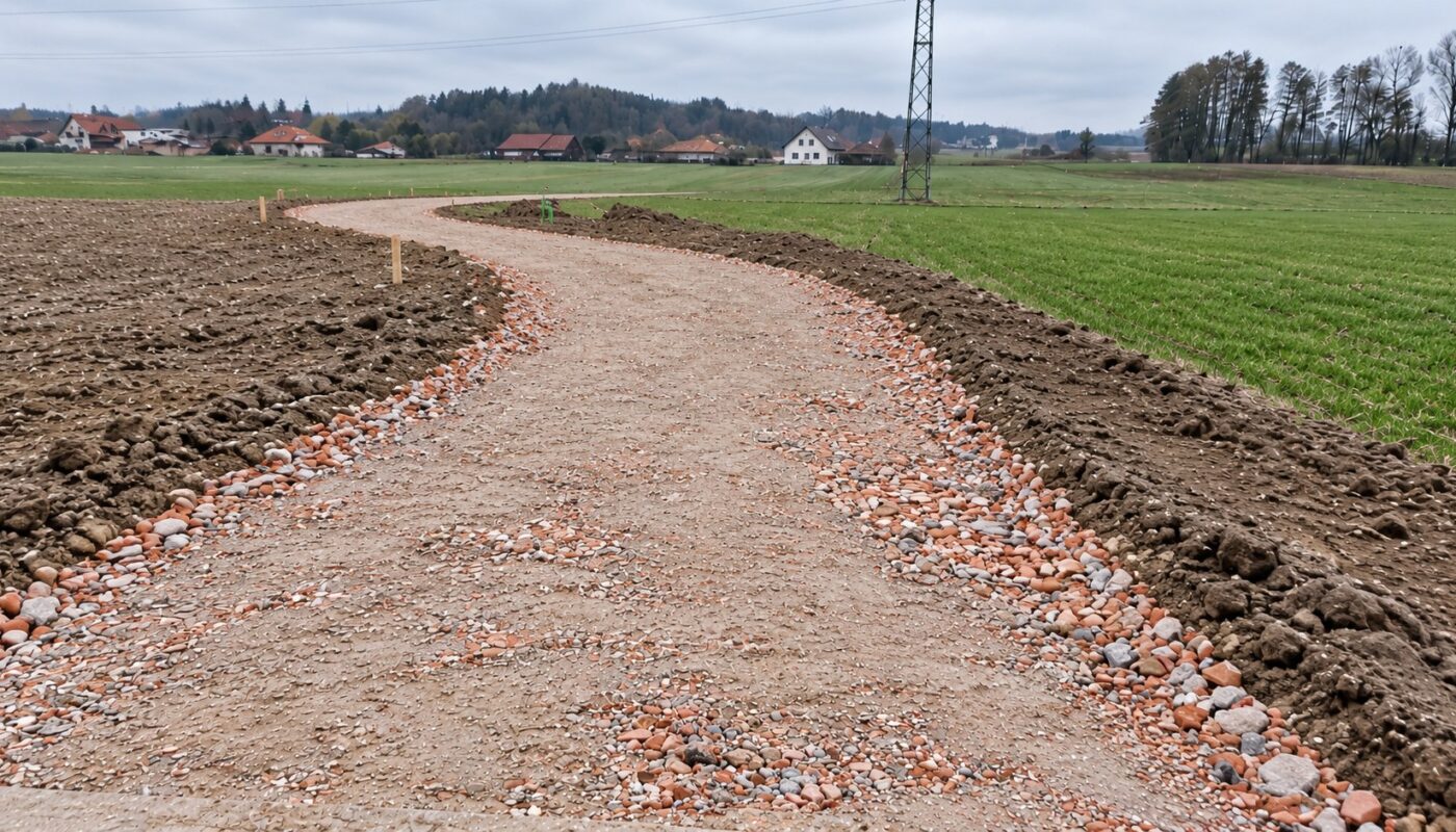 droga utwardzona gruzem mieszanym